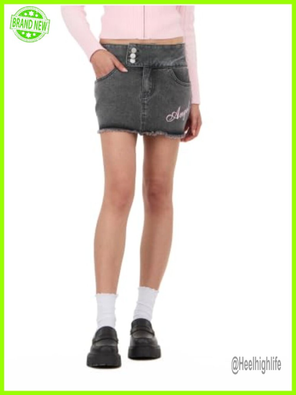 Forever 21 Denim Mini Skort with Angel Embroidery